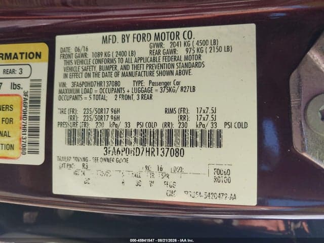 2017 FORD FUSION SE 9