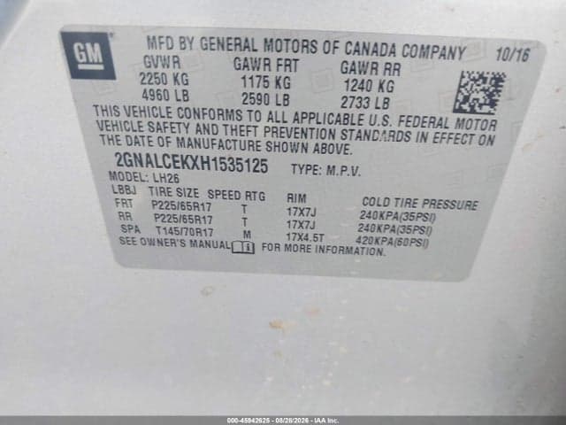 2017 CHEVROLET EQUINOX LT 5