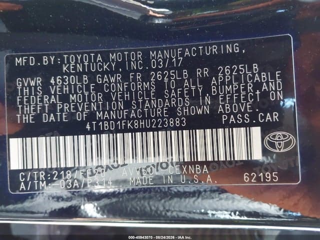 2017 TOYOTA CAMRY HYBRID LE 9