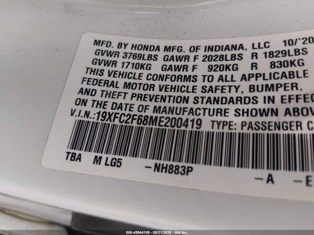 2021 HONDA CIVIC LX 9