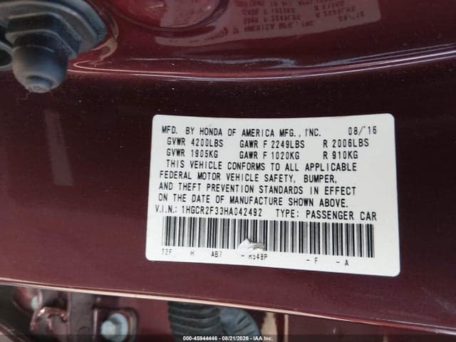 2017 HONDA ACCORD LX 9