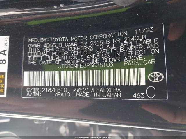 2024 TOYOTA COROLLA HYBRID LE 9