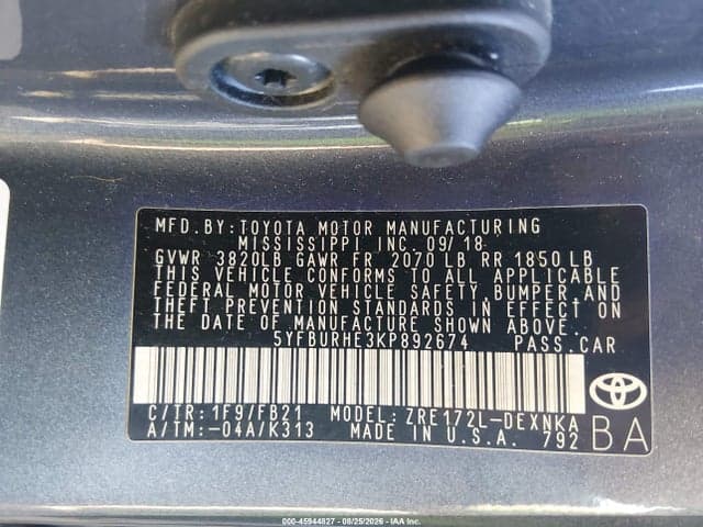 2019 TOYOTA COROLLA LE 9