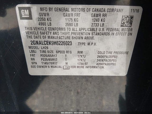 2017 CHEVROLET EQUINOX LT 9