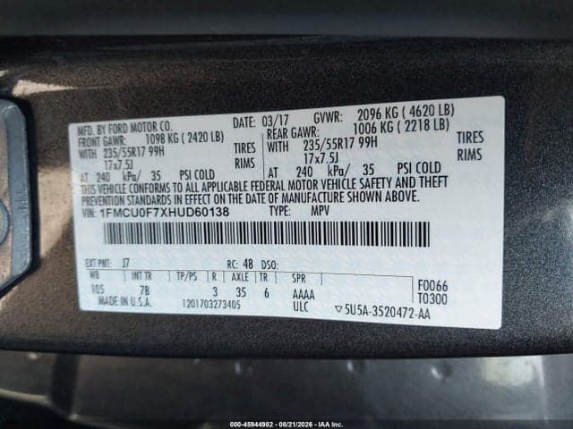 2017 FORD ESCAPE S 9