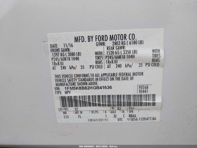 2017 FORD EXPLORER 9
