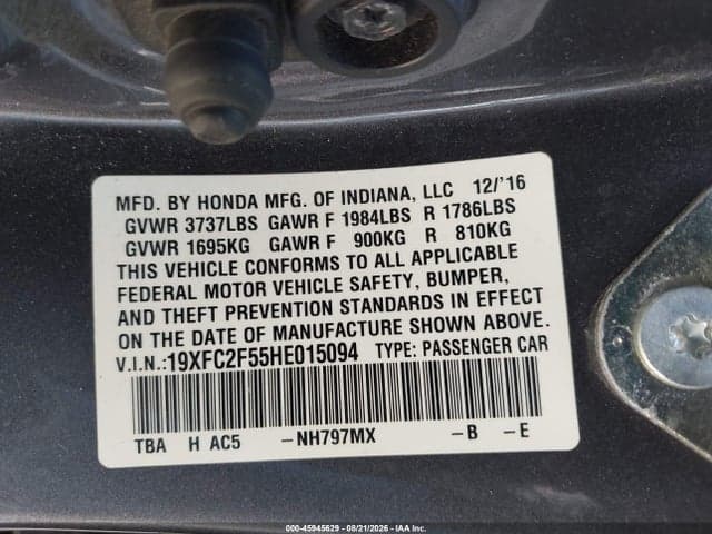 2017 HONDA CIVIC LX 9