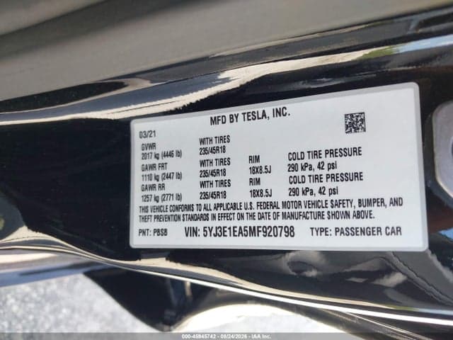 2021 TESLA MODEL 3 STANDARD RANGE PLUS REAR-WHEEL DRIVE 9