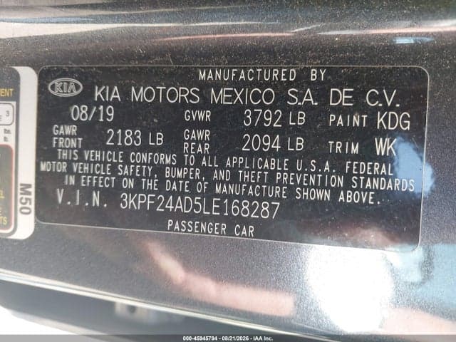 2020 KIA FORTE FE 9