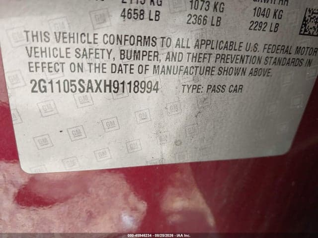 2017 CHEVROLET IMPALA 1LT 9