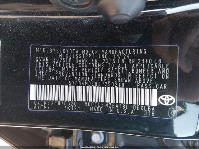 2025 TOYOTA COROLLA LE 9