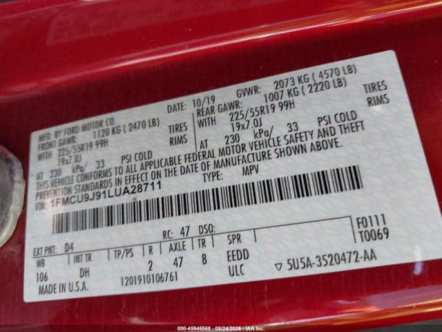 2020 FORD ESCAPE TITANIUM 9