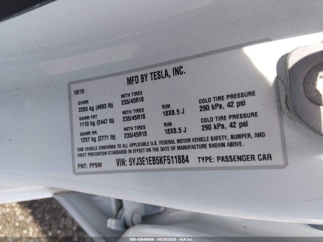 2019 TESLA MODEL 3 LONG RANGE/PERFORMANCE 9