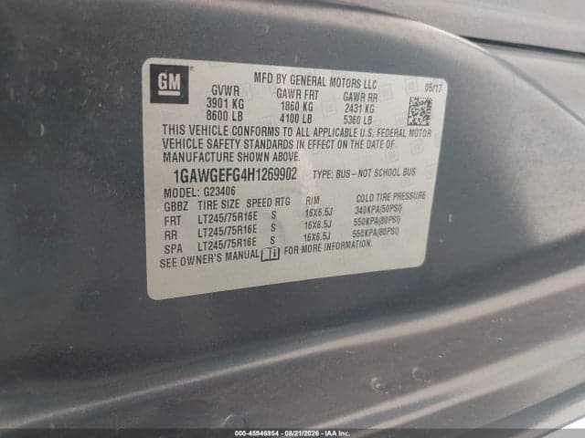 2017 CHEVROLET EXPRESS 2500 LS 9