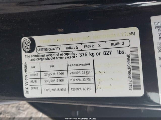 2017 FORD FUSION SE 9