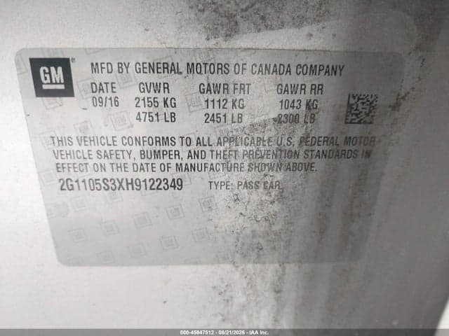 2017 CHEVROLET IMPALA 1LT 7