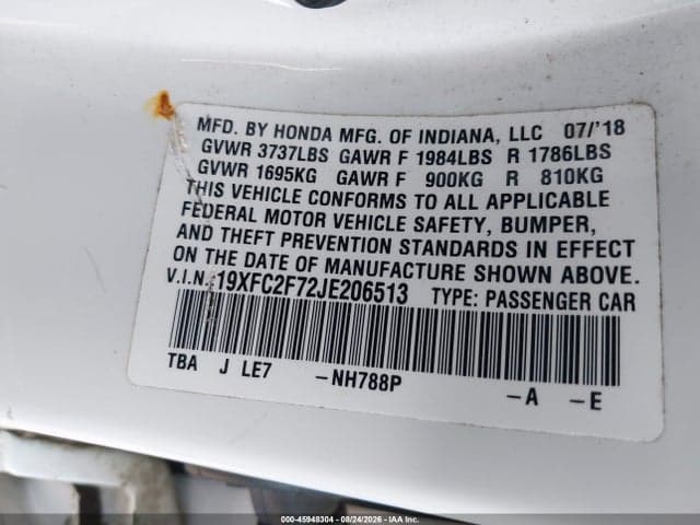 2018 HONDA CIVIC EX 9