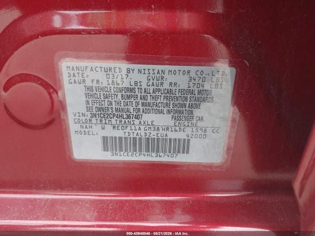 2017 NISSAN VERSA NOTE SV 9