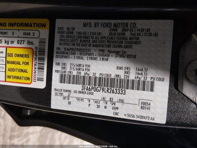 2020 FORD FUSION S 9