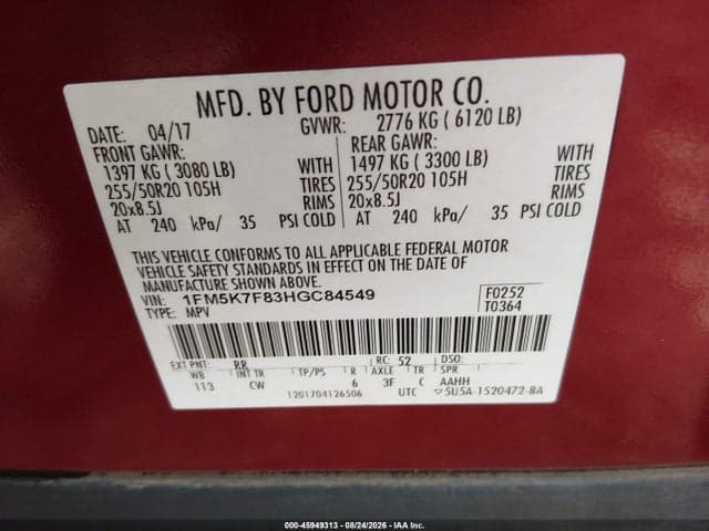 2017 FORD EXPLORER LIMITED 9