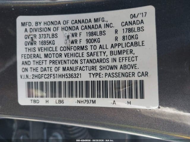 2017 HONDA CIVIC 9
