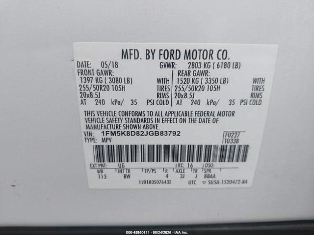 2018 FORD EXPLORER XLT 9