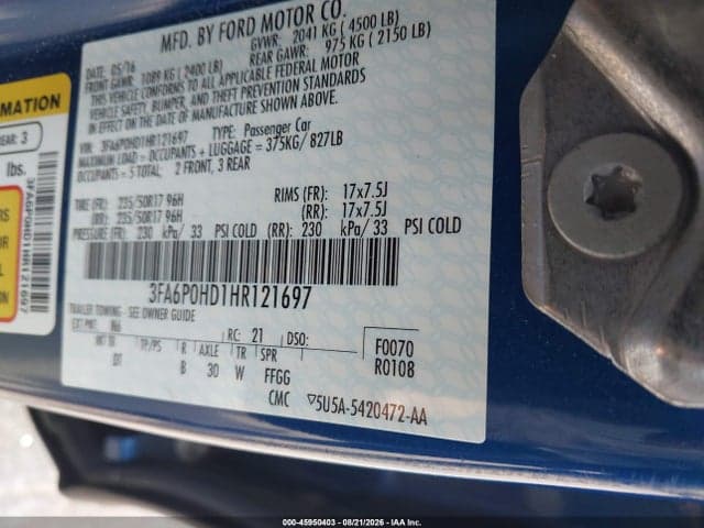 2017 FORD FUSION SE 9