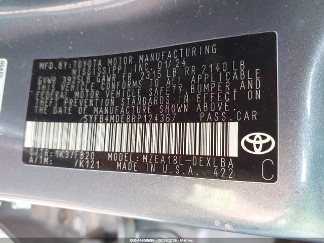 2024 TOYOTA COROLLA LE 9
