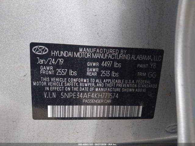 2019 HYUNDAI SONATA SEL 9