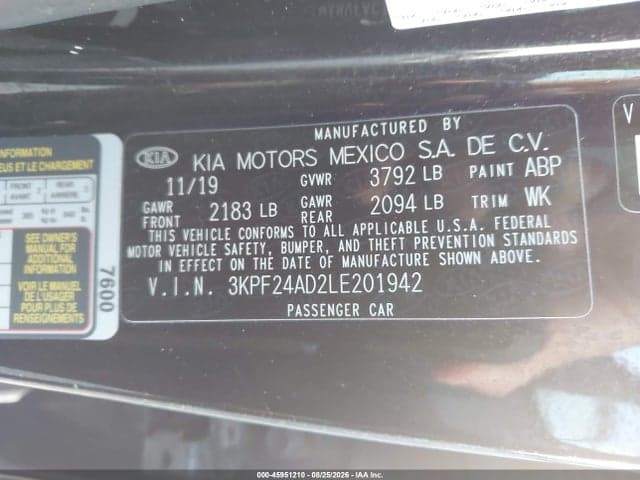 2020 KIA FORTE FE 9