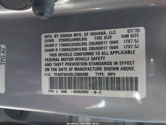 2020 HONDA CR-V HYBRID LX 9