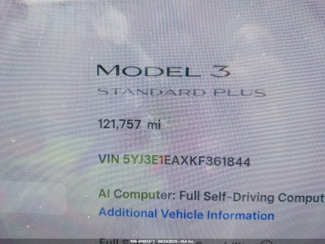 2019 TESLA MODEL 3 LONG RANGE/MID RANGE/STANDARD RANGE/STANDARD RANGE PLUS 7