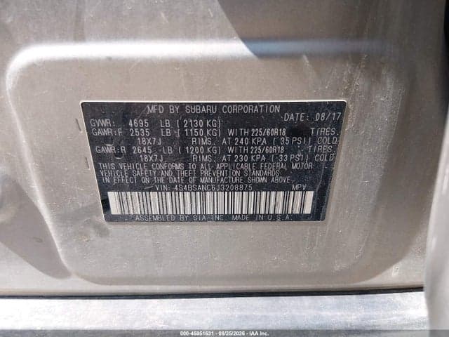 2018 SUBARU OUTBACK 2.5I LIMITED 9