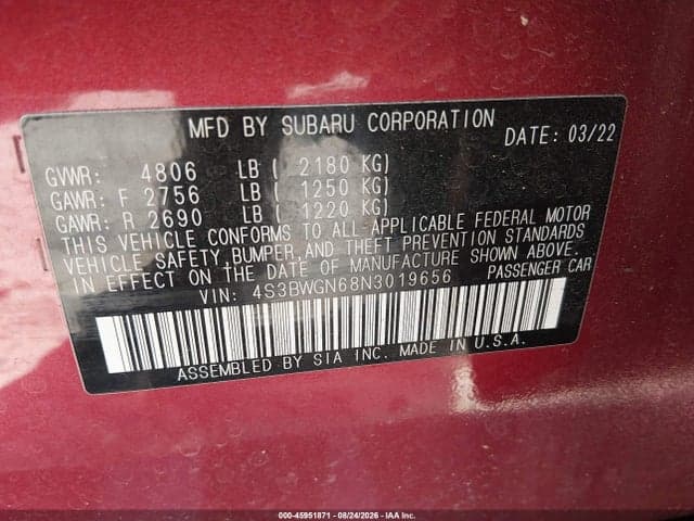 2022 SUBARU LEGACY LIMITED XT 9