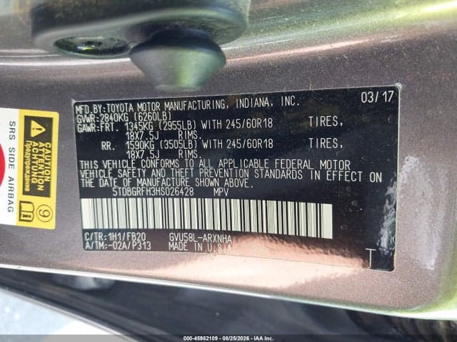 2017 TOYOTA HIGHLANDER HYBRID LE 9