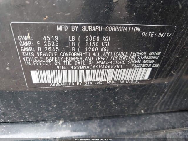 2017 SUBARU LEGACY 2.5I PREMIUM 9