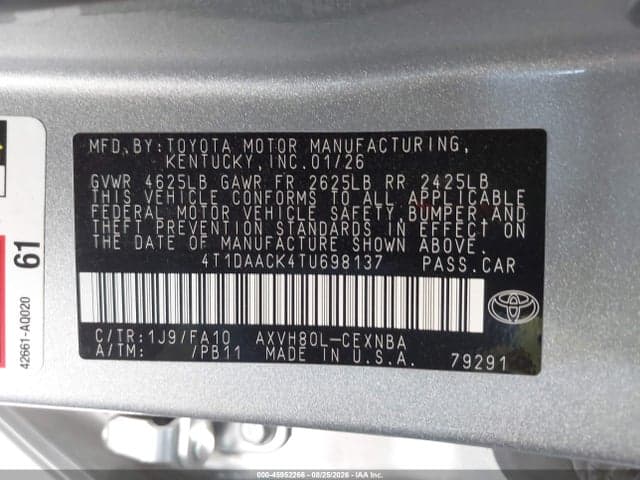 2026 TOYOTA CAMRY LE 9