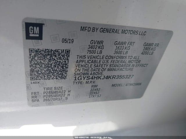 2019 CADILLAC ESCALADE ESV LUXURY 9