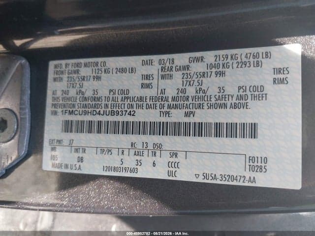 2018 FORD ESCAPE SEL 9