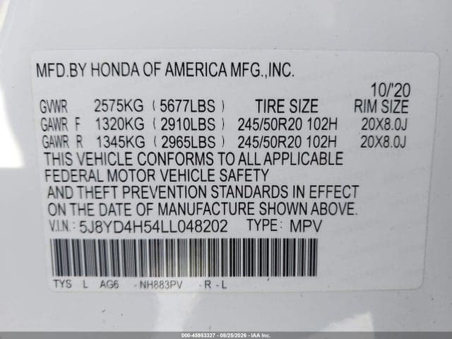 2020 ACURA MDX TECHNOLOGY PACKAGE 9