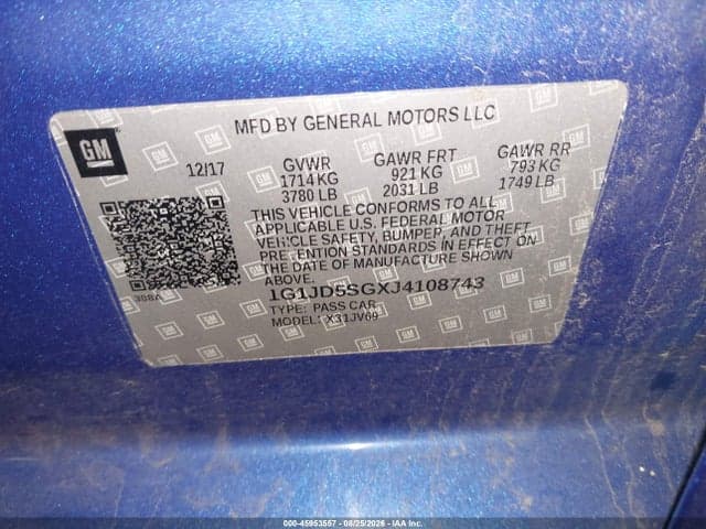 2018 CHEVROLET SONIC LT AUTO 9