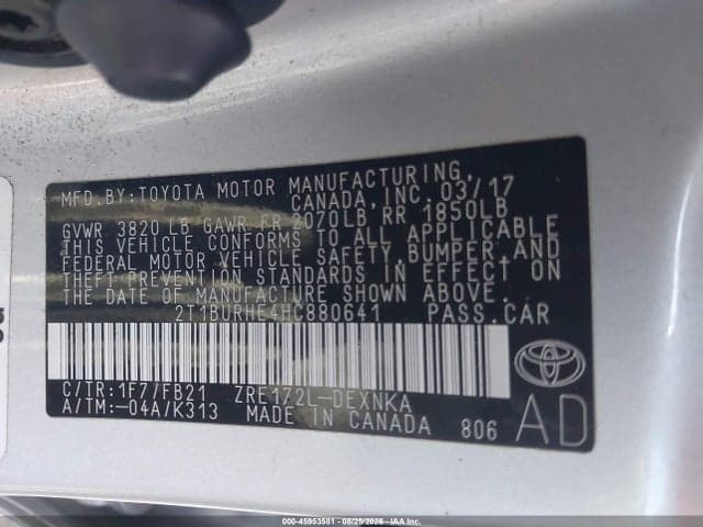 2017 TOYOTA COROLLA LE 9