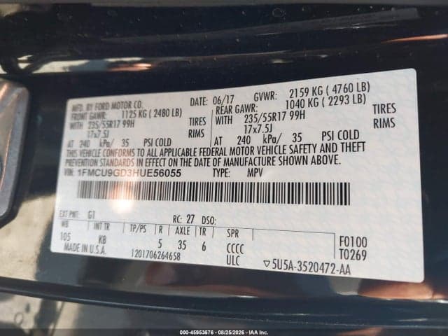 2017 FORD ESCAPE SE 9