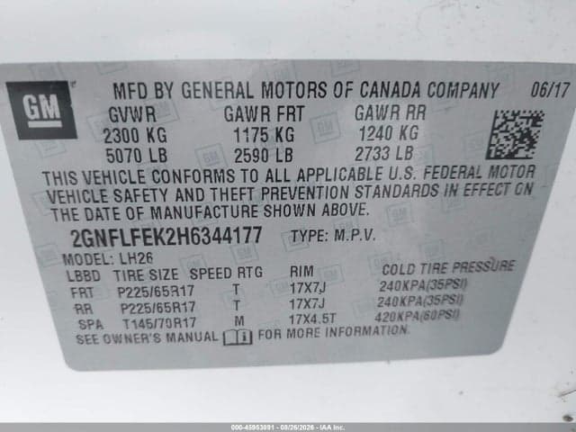 2017 CHEVROLET EQUINOX LT 9