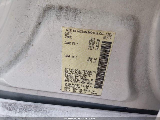 2017 NISSAN ALTIMA 2.5 S 9