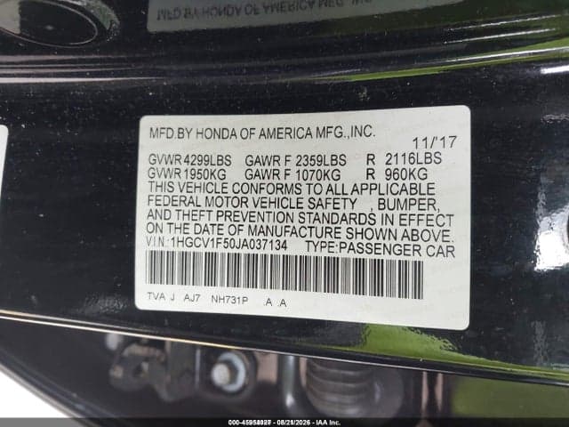 2018 HONDA ACCORD EX-L 9