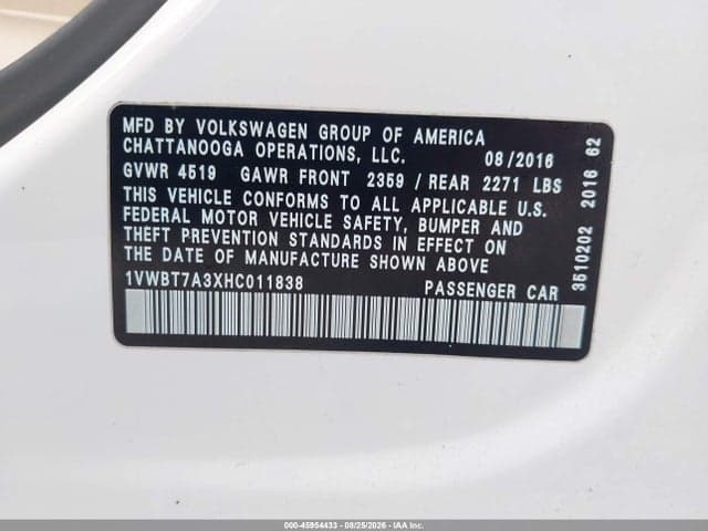 2017 VOLKSWAGEN PASSAT 1.8T SE 9