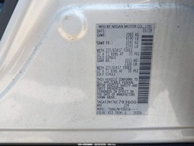 2019 NISSAN ROGUE S 9