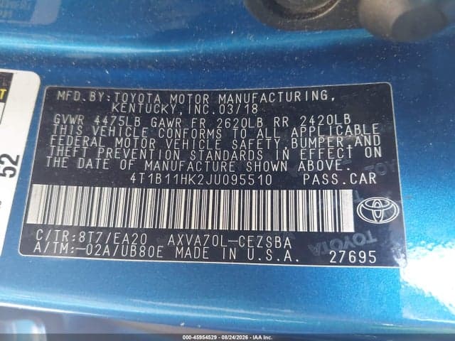 2018 TOYOTA CAMRY SE 9