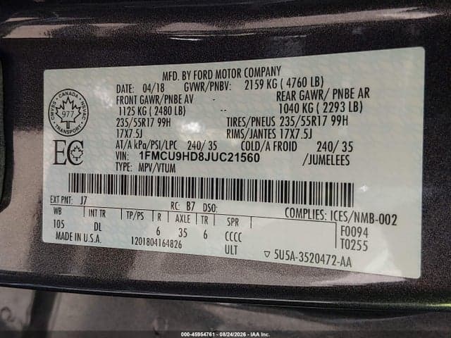 2018 FORD ESCAPE SEL 9